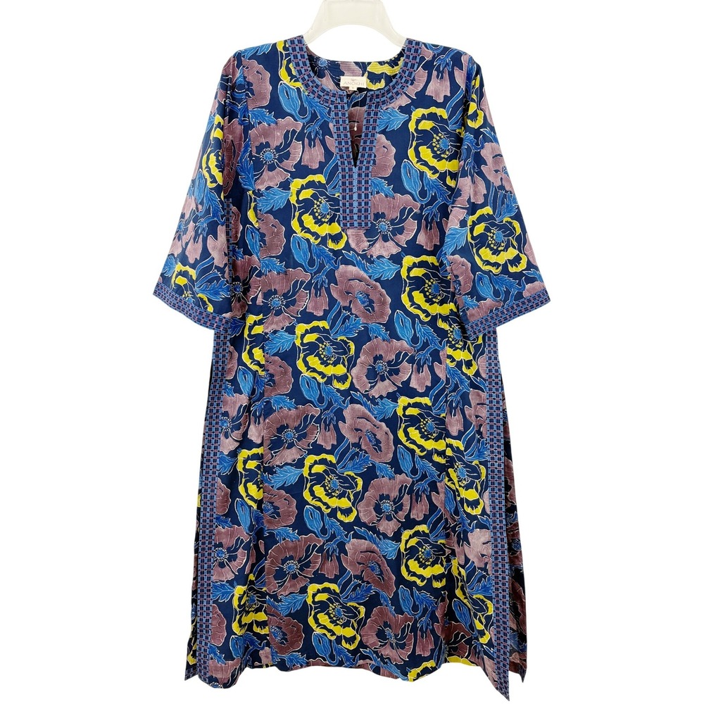 NWOT Anokhi Papaver Tunic Size L Floral Side Slits Cotton Hand Block Print